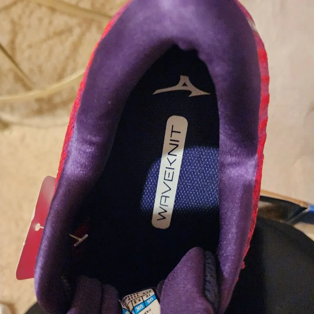 Mizuno Wave Sky Women's Size 10 Red Purple Knit Mesh Lace Up Running Sneaker - Picture 9 of 10